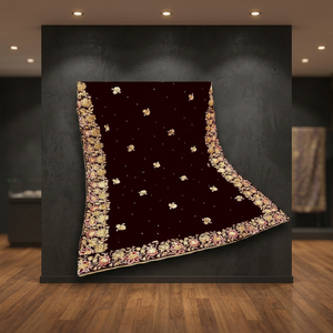 The Most Latest Women Velvet <b>Shawl</b>, Velvet Satin <b>Shawl</b>, Pakistani Velvet <b>Shawl</b> Black Velvet <b>Shawl</b> - Product Image 2