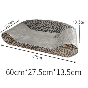 Large Corrugated Cardboard <b>Cat</b> <b>Sofa</b> Leopard Print Scratching Post <b>Cat</b> Toy 60cm x 27.5cm x 13.5cm - Product Image 4