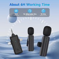Mikrofon nirkabel portabel kerah 3in 1, mikrofon nirkabel dengan pengurang kebisingan Tipe C untuk kamera Android iPhone