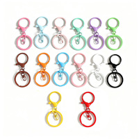 Kleurrijk geschilderde zinklegering kreeftgesp 8-vormige platte ring driedelige set sleutelhanger DIY poppenhangers