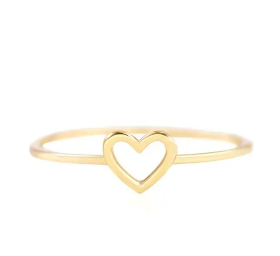 Großhandel 18 Karat vergoldet Chunky Love Heart Ring Herz Shaded Siegelring Nicht trüben Goldringe