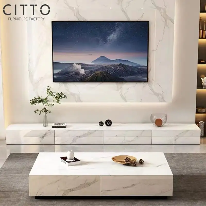 Nuovi supporti Tv 2023 mobili soggiorno marmo ardesia lusso moderno prezzo all'ingrosso porta Tv moda personalizza pannello mobile Tv