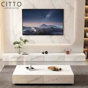 Yeni Tv standları 2023 oturma odası mobilya kayrak mermer lüks Modern toptan fiyat Tv standları moda özelleştirmek paneli Tv dolabı