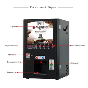 Desain baru otomatis komersial layar sentuh koin dioperasikan mesin taplak meja cangkir kacang kopi panas mesin penjual instan harga