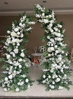 Bruiloft achtergronddecoratie poort decoratie bloemrij kunstbloemen metalen standaard bloemenhoorn boog voor bruiloft