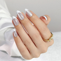 Faux Ongles Dégradés Longue Tenue Couverture Complète 24 Pièces à Coller, Ongles Artificiels Type Cercueil Réutilisables