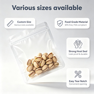 Sachet refermable givré imprimé sur mesure en plastique alimentaire pour noix, bonbons et snacks - Product Image 3