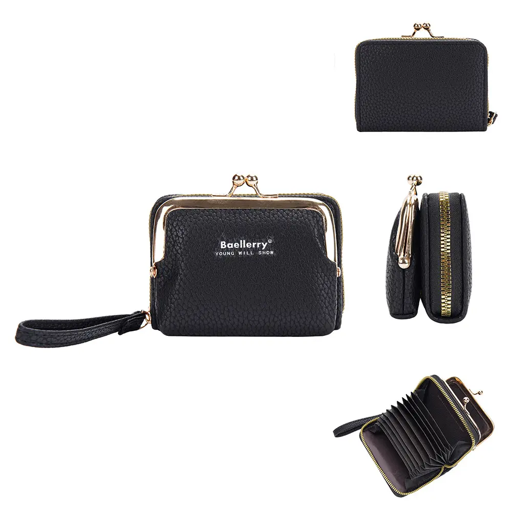 Baellerry yeni stil moda PU deri kısa Organ kadınlar için kart tutucu sikke çanta çok katmanlı kompakt cüzdan