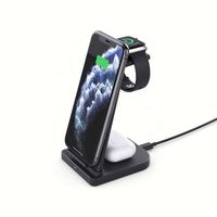 Support de chargeur sans fil 3 en 1 détachable - Station de charge rapide sans fil certifiée 15W pour AirPods Pro/ Watch/ iPhone