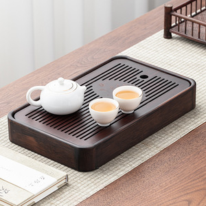 Bamboo <b>Tea</b> <b>Tray</b> Rectangle Stackable With Drain And Water Storage Japanese Style <b>Tea</b> Table Storage <b>Trays</b> - Product Image 3