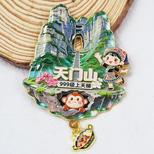 Imán de Refrigerador Metálico 3D Clásico y Duradero con Diseño de Lugares Emblemáticos de Zhangjiajie, Changsha y Fenghuang, Recuerdo Turístico - Product Image 3