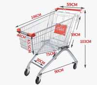 Chariot de courses de style européen à conception humanoïde – Chariot métallique résistant à l'usure pour supermarchés et gestion immobilière