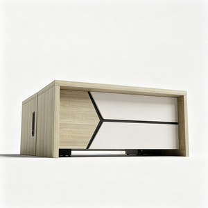 Scrivania Direzionale Moderna a L con Mobile Contenitore, Tavolo Computer per Manager, Postazione di Lavoro in Legno Bianco Bicolore - Product Image 2