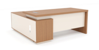 Bureau de direction en L contemporain en bois écologique, finition noyer, gris foncé, pour bureau commercial – Vente en gros