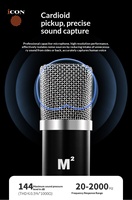 Microphone à condensateur sans fil Aiken M2 en métal XLR pour ordinateur de bureau, enregistrement cardioïde directionnel 48V, réduction du bruit, direct
