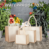 Sac fourre-tout imperméable pour courses, pliable, en jute et chanvre, avec bandoulière, personnalisable avec logo par transfert thermique, idéal pour cadeaux écologiques (OEM)