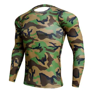 Camisa personalizada de secagem rápida, alta qualidade de proteção para ginástica camisa com compressão masculina