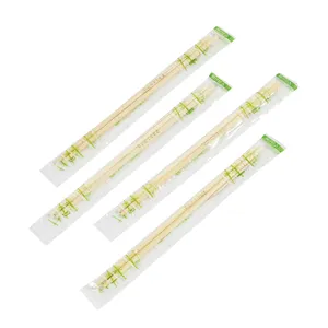 Sumpit Logo kustom cetak harga grosir kualitas tinggi kertas dibungkus sekali pakai bambu Sushi kembar sumpit