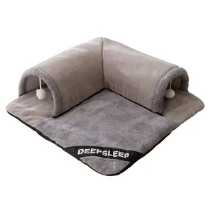 Otoño estaciones suave felpa polar multi gatos familia adecuado sueño profundo mascota jugando descanso fieltro gato cueva cama para gatos