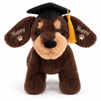 Peluche personnalisée pour chien, cadeau de remise de diplôme, adorable animal en peluche marron avec logo brodé, OEM ODM