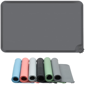 Custom Multi-Purpose Rectangle <b>Silicone</b> Dog Feeder <b>Mat</b> Anti-Slip Pet Bowl <b>Mat</b> with Solid Pattern Waterprooffeeding <b>Mat</b> - Product Image 1