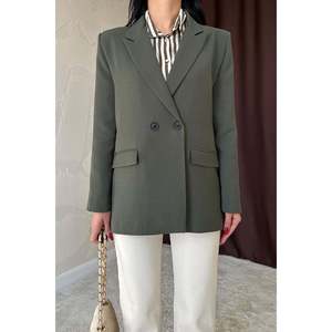 Blazer kaki pour femme en tissu peigné anti-plis – Vente en gros - Product Image 2