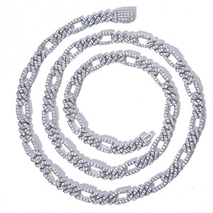 Wholesale Fashion Hip Hop Jewelry 18k Gold Plated Brass Bling <b>Iced</b> Out Cz Zircon Figaro Cuban Link <b>Chain</b> Necklace for Men Gift - Product Image 5