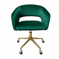 Chaise de bureau DM Green moderne en velours capitonné avec roulettes, siège pivotant réglable en hauteur pour le bureau à domicile