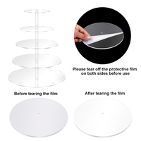 Portable écologique 3mm d'épaisseur acrylique clair Dessert tour support rond gâteau présentoir avec multi-couches pour Cupcakes gâteaux