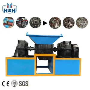 Năng suất cao đôi trục đa mục đích nhôm lon tái chế Shredder máy thép cây kim loại đồng Shredder máy