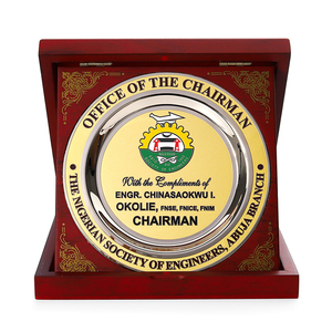 Recuerdo Memorial personalizado madera plegable trofeo premios Metal trofeo decoraciones placa oro placa Premio con caja - Product Image 1