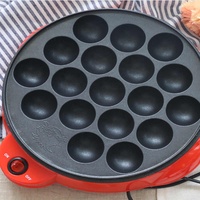 Mesin panggang listrik, alat memasak profesional Chibi Maruko 110V/220V, pembuat Takoyaki gurita