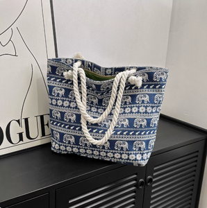 Sacs à bandoulière créatifs PEIQUAN imprimés grande capacité, sacs décontractés en toile de style coréen, sacs fourre-tout à corde épaisse - Product Image 4