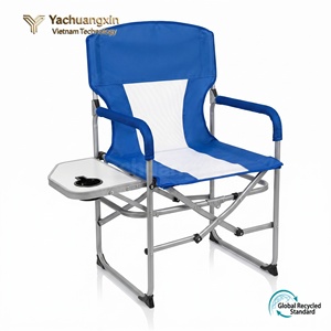 Outdoor Folding Chair With Side <b>Table</b> Aluminum Frame Oxford Fabric Green And Gray Casual Garden <b>Camping</b> Chair - Product Image 3