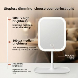 Specchio per Trucco LED Intelligente con Cornice Quadrata in Plastica - per Camere da Letto, Tavoli da Toeletta, Dormitori Studenteschi e Uso su Scrivania - Product Image 4