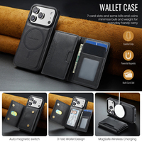 Funda Cartera Desmontable para iPhone 17/17 Pro/17 Pro Max/17 Air/17E con Soporte, Bloqueo RFID, Carga Inalámbrica
