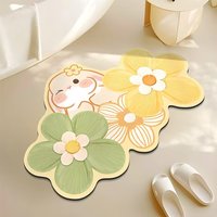 Tapis de bain en pierre de diatomite motif dessin animé Alien-flower, séchage rapide, antidérapant, absorbant, pour salle de bain et douche à domicile