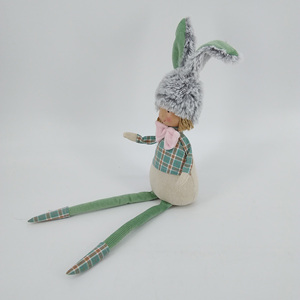 Tela hecha a mano conejo sentado decoración primavera <span class=keywords><strong>Pascua</strong></span> adornos decorativos <span class=keywords><strong>conejito</strong></span> tela hecha a mano artesanía - Product Image 3