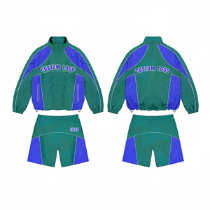 Men's High Quality Custom Windbreaker <b>Shorts</b> Set Breathable Nylon Tracksuit with Solid Pattern Summer New Design - Product Image 1