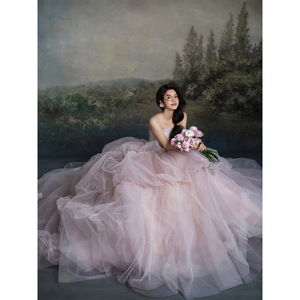 Strapless Ball Gown Wedding Dress Tulle Empire Waist Vintage Style Taro Purple 250614 - Product Image 5