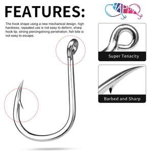 เบ็ดตกปลาทะเลเหล็กคาร์บอนสูงเกมใหญ่<span class=keywords><strong>3</strong></span>/0 #ถึง13/0 # ตะขอเดี่ยวรูปเรือที่มีหนามเบ็ดตกปลา - Product Image 3