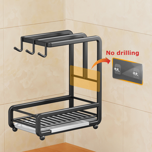 Organizzatore da parete <span class=keywords><strong>per</strong></span> lavello da cucina in acciaio al carbonio con logo personalizzato OEM, porta strofinacci e spugne con vassoio raccogligocce - Vendita all'ingrosso - Product Image 3