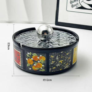 Cendrier de bureau rond en céramique de style français vintage, luxe léger, motif floral et oiseaux, avec couvercle anti-poussière, décoratif haut de gamme - Product Image 6