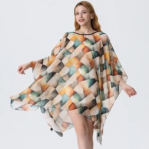 Chales de Gasa con Estampado Floral de Verano, Kaftanes de <span class=keywords><strong>Protección</strong></span> <span class=keywords><strong>Solar</strong></span> para Bikini, Vestido Holgado de Playa para Mujer, Tipo Pullover - Product Image 1