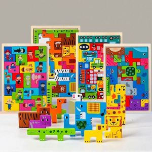 Puzzles colorés pour stimuler l'esprit, design d'animaux, jouet en bois créatif et amusant pour enfants, puzzle russe - Product Image 1