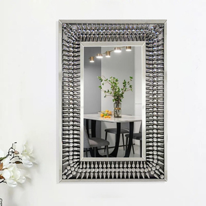 Miroir mural rectangulaire moderne en promotion, grand miroir <span class=keywords><strong>d</strong></span>écoratif de salon pleine longueur, avec cristaux étincelants effet diamant, à suspendre - Product Image 1