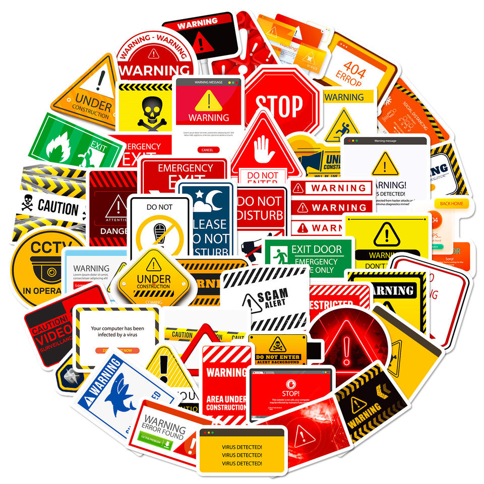 50pcs Cool Warning Logo Label Graffiti Stickers for Car