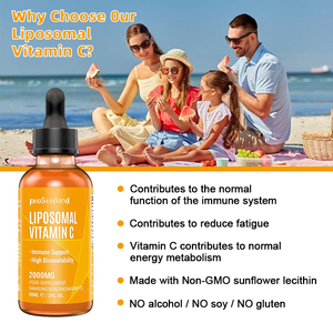 Gouttes liquides de vitamine C liposomale et de glutathion à marque privée OEM 2000mg à absorption élevée pour le soutien immunitaire et antioxydant 60ml - Product Image 3