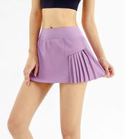 Legging rok tenis berlipit pinggang tinggi khusus wanita dengan saku samping