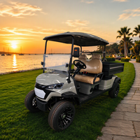Voiturette de golf électrique à batterie lithium 4 roues, buggy de golf tout-terrain 2 places avec benne de chargement